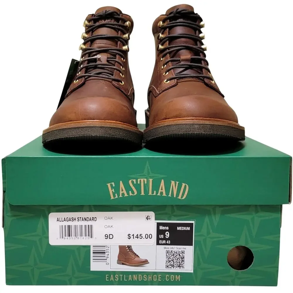 Eastland Men Allagash Standard Combat Work Boots Size US 9D Oak Brown Leather